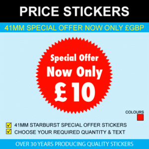 41mm Starburst Special Offer Now Only GBP Price Stickers