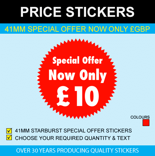 41mm Special Offer Now Only £ Starburst Stickers