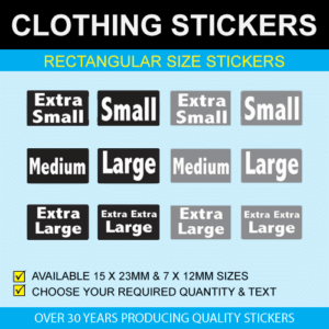Clothes Stickers UK | Retail Clothing Size Stickers - Price Stickers