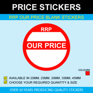 RRP Our Price Blank Price Stickers