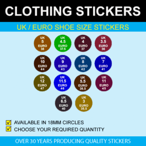 UK / Euro Shoe Size Stickers