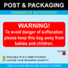 Warning of Suffocation Postal Stickers