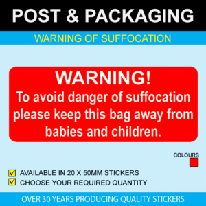 Warning of Suffocation Postal Stickers