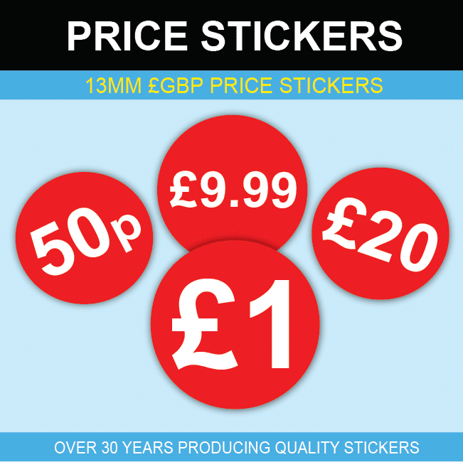 £ Red Price Stickers - 13mm