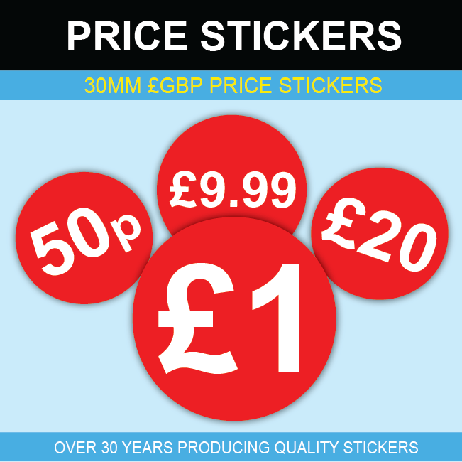30mm Bright Red Price Point Stickers For Retail / Retailers Sticky
