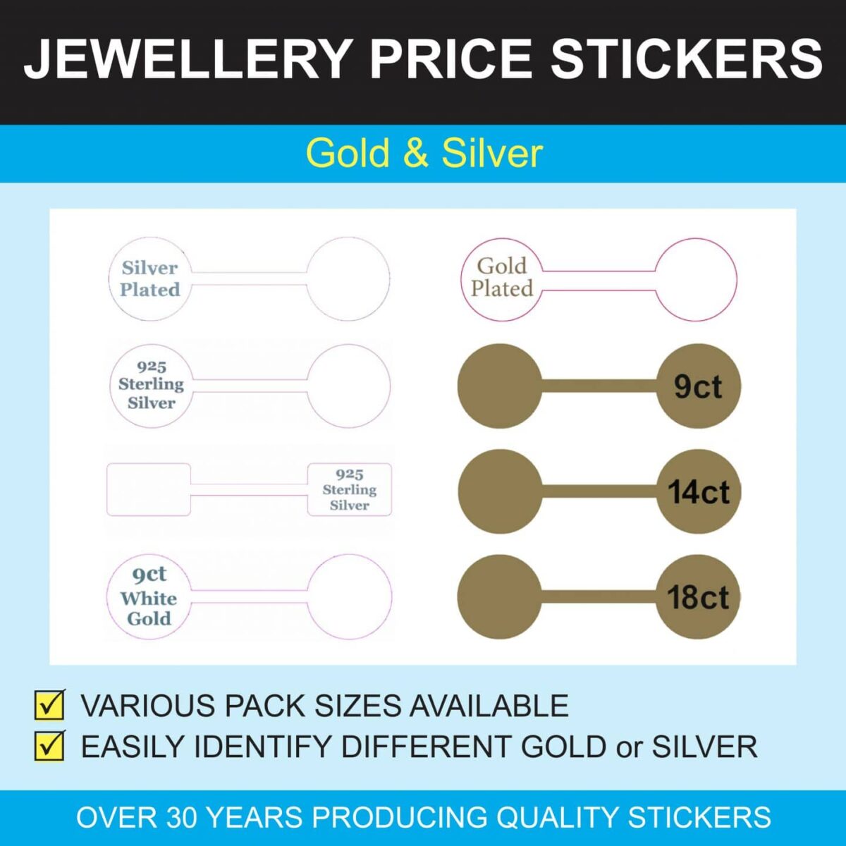 Gold & Silver Jewellery Dumbells - Price Stickers - Price Stickers