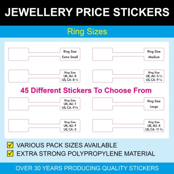 Ring Size Jewellery Price Stickers