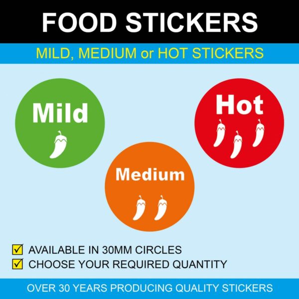 Mild, Medium and Hot Food Stickers