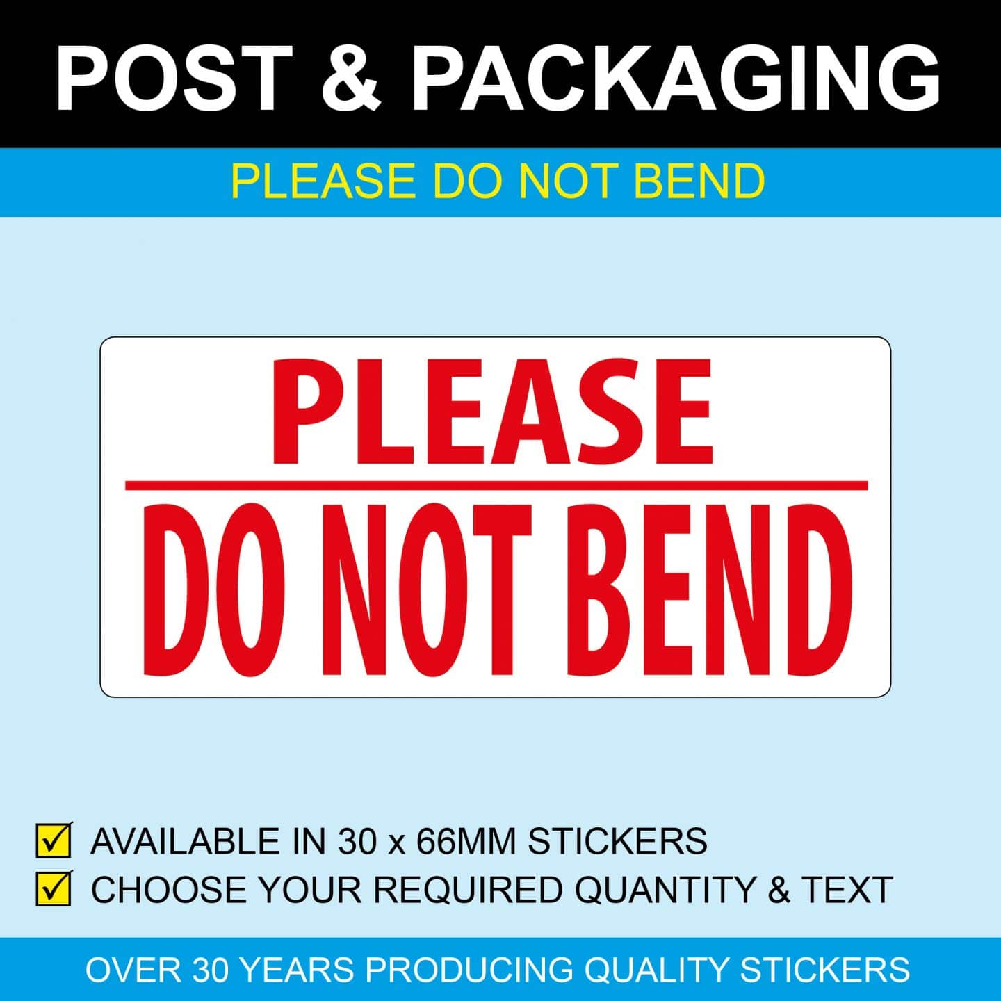 Please Do Not Bend Stickers & Labels - Price Stickers
