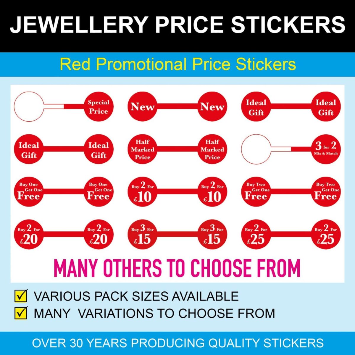 Jewellery Promotional Dumbell Stickers - Price Stickers