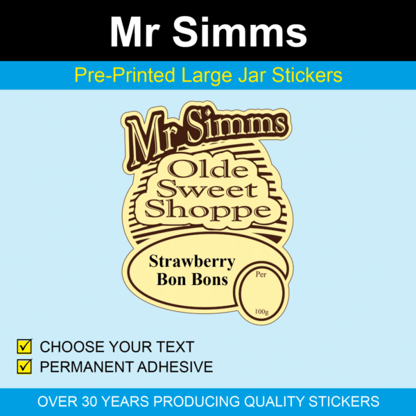 Mr Simms Pre-Printed Large Jar Labels