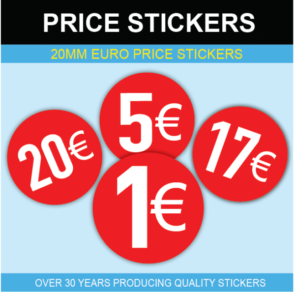 Euro Price Stickers - 20mm