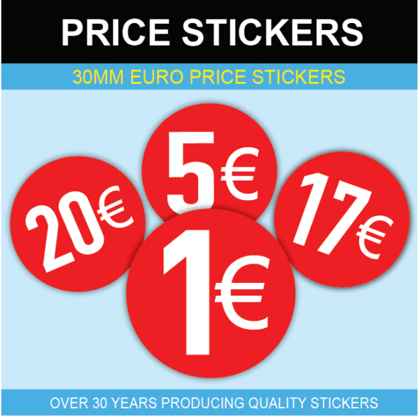 Euro Price Stickers - 30mm