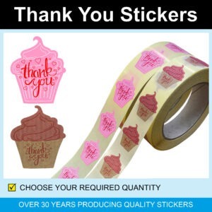 Cupcake Shape Thank you Stickers