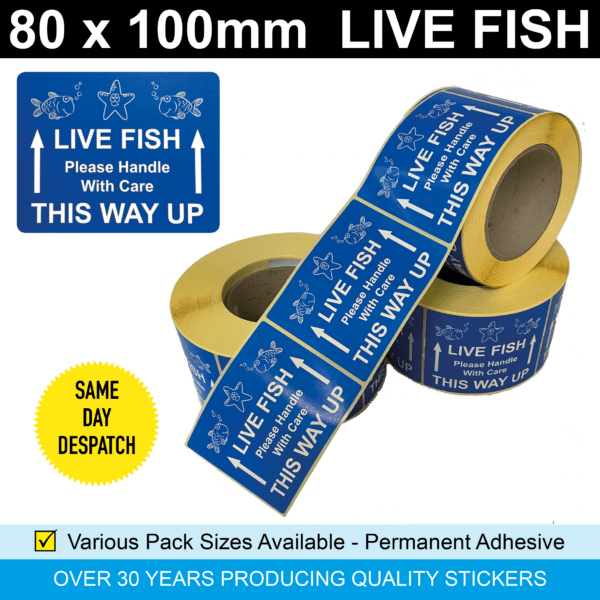 Large Live Fish - 80 x 100mm Stickers / Labels